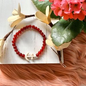 SALE ✨NWT! RED BEADED WHITE ANCHOR BRACELET